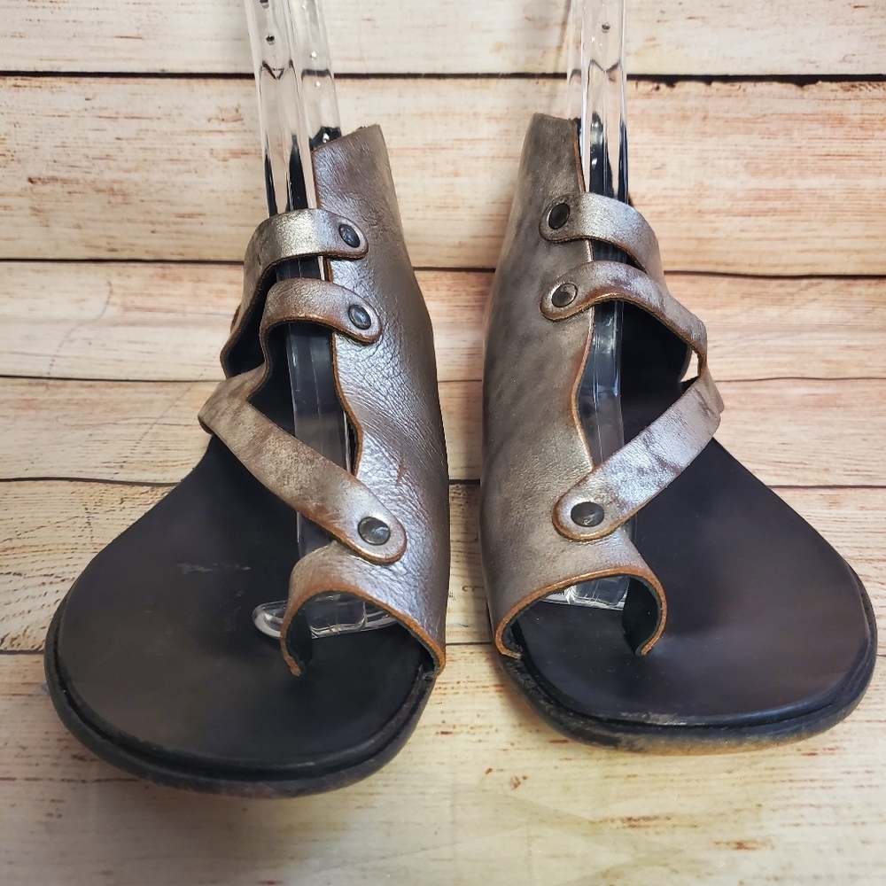 CYDWOQ Womens EU 36.5 US 6.5 Civilian Metallic Silver Leather Sandals Shoes - Picture 3 of 12
